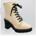 Tory Burch Shoes | New Tory Burch Miller Shearling Lug Sole Combat Boot White Cream Fur Block Heel | Color: Cream/White | Size: 9