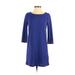 H&M Casual Dress - Shift Crew Neck 3/4 sleeves: Blue Print Dresses - Women's Size X-Small