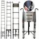 Extend & Climb Telescopic Ladder 5 Meter with Detachable Ladder Hooks for Home Roof Electrical Work,Heavy Duty Stainless Steel Telescopic Step Ladder,Portable Extension Folding Ladder,Max Load 330Lbs