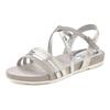 Sandale LASCANA "Sommerschuh", Damen, Gr. 41, silber (silberfarben), Obermaterial: 100% Lederimitat. Futter: 100% Lederimitat. Decksohle: 100% Textilmaterial. Laufsohle: 100% Synthetik, metallic, unifarben, casual, Schuhe, Sandalette, Sommerschuh...