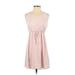 Babaton Casual Dress - Mini V-Neck Sleeveless: Pink Print Dresses - Women's Size X-Small