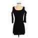 Forever 21 Casual Dress - Mini Scoop Neck 3/4 sleeves: Black Solid Dresses - Women's Size Small