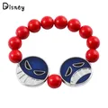 Portgas – Bracelet de perles rouges de l'anime D Ace accessoires de charme Badge de barbe blanche