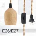 Kit d'éclairage suspendu en bois E26/inda prise en céramique couverte avec fil d'interrupteur pour