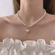 Collier de perles élégant coréen pour femmes 1 pièce à la mode pendentif coquillage cœur bijoux