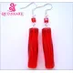 Boucles d'oreilles pendantes en verre de Murano rouge irrégulier serpent rouge classique fait à