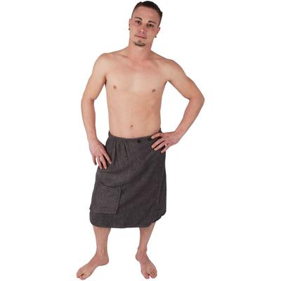 Sauna Kilt Herren Frottier ( Anthrazit ) - 60x145cm One Size - Saunahandtuch mit Gummizug und