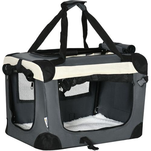 Pawhut – Transporttasche, Transportbox, für Katzen und kleine Hunde, faltbar, 3 Türen,