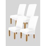 KBOOK Stretch PU Leather Dining Chair Covers Waterproof Leather Slipcovers for Dining Chair White (4 Pack)