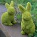 Easter Artificial Moss Rabbit Resin Flocked Bunny Animal Figurine for Home Garden Decor Gift