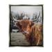 Stupell Industries Highland Cattle Cow Gazing Warm Sunny Portrait Photograph Luster Gray Floating Framed Canvas Print Wall Art Design by Dakota Diener