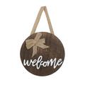 MPWEGNP Creative Wooden Sign Welcome Listing Indoor Door Pendant Round Listing Iron Wall Decorations for Bathroom Family Birthday Board Wall Hanging Rustic