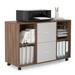 LANTRO JS Mobile lateral filing cabinet with 2 drawers and 4 open storage cabinets for home office walnut light gray