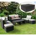 8 PCS Fully Assembled Patio Furniture Sets Outdoor Sectional Sofa Furniture Outside Couch Conversation Sets Space Saving Deep Seating with Back Cushion Ottoman Coffee Table Black-W/Cover