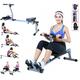 Iron Bar Fitness Rowing Machine Rower Exercise Foldable Edition for Home Cardio Workouts with 12 Adjustable Resistance Hydraulic System Includes Digital Monitor and Comfortable Seat Cushion