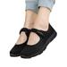 Harsuny Ladies Casual Shoe Low Top Flats Round Toe Walking Shoes Tennis Hollow Out Breathable Mary Jane Sneakers Magic Tape Black 11