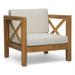 Afuera Living Outdoor Acacia Wood Club Chair in Teak and Beige