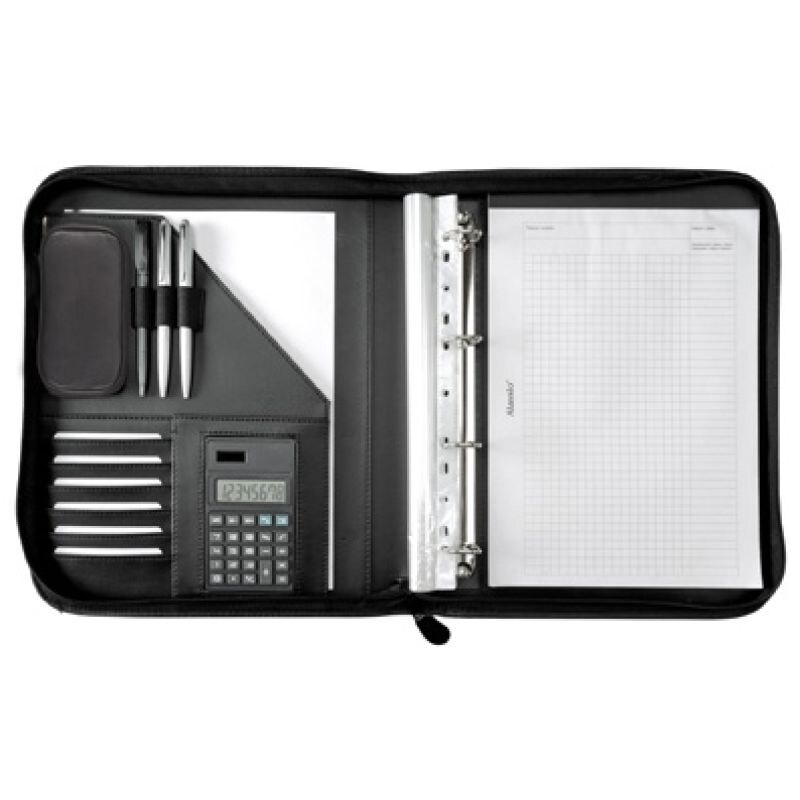 Jüscha Alassio Ringbuchmappe/ 30040, B280xH357xT45 mm, schwarz, FINEtouch-Lederimitat Image