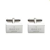 Gucci Accessories | Guccitrademark Rectangular Sterling Silver Cufflinks. 100% Authentic. | Color: Silver/Tan | Size: Os
