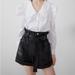 Zara Shorts | Nwot Zara Faux Leather Elastic Belted High Waisted Shorts | Color: Black | Size: Xs