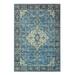 Blue/White 108 x 72 x 0.078 in Area Rug - Charlton Home® Vintage Distressed Floral Border Machine Washable Indoor Rug | Wayfair