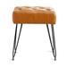 Mercer41 Junette Iron Vanity Stool Faux Leather/Upholstered/Leather in Brown | 18.5 H x 15.5 W x 11.4 D in | Wayfair