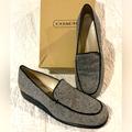 Coach Shoes | Coach Shoes Worn Once Grey Tweed Loafers With Black Leather Trim 8.5 M. | Color: Black/Cream | Size: 8.5