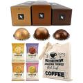 Nespresso Vertuo Coffee Capsules - Bianco Doppio, Forte, Piccolo - 3 Boxes (30 Pods) Bundled with Border Biscuits Selection & Giftable Tote Bag