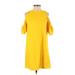 Trafaluc by Zara Casual Dress - Shift Crew Neck 3/4 sleeves: Yellow Print Dresses - Women's Size Small