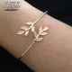 Bracelets à feuilles dorées pour femmes manchette ouverte à la mode vente en gros