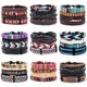 Eif Dock – Bracelets en cuir tressé pour hommes style ethnique Tribal fait à la main véritable