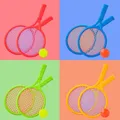 Ensemble de Raquette de Tennis pour Enfant Jouet Amusant Tennis avec Ikfor Jardin Plage dehors