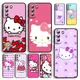 Coque de téléphone chat Hello Kitty pour Samsung couverture noire Galaxy S22 S21 S20 FE Ultra S10e