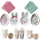 Fournitures de ixde Pâques Poulet Assiette Tasse Serviette Lapin Ballon en Aluminium Décor de