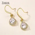 ZAKOL – boucles d'oreilles brillantes en zircon cubique pour femmes couleur or blanc à la mode