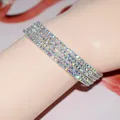 TREAZY – Bracelets en cristal plaqué argent brillant pour femme bijoux de mariage manchette