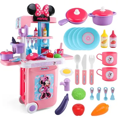 Disney-Distributeur d'eau pour enfants jouets de cuisine pour filles Minnie Mouse valise de