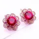 Boucles d'oreilles en forme de fleur de rubis pour femmes plaqué or Rose 14K luxe exquis Style