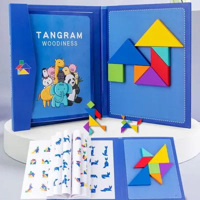 Puzzle Tangram magnétique en bois pour enfants livre de jouets pour enfants bébé enfant