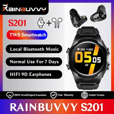 Rainbuvvy – montre connectée S201 avec écouteurs Bluetooth température corporelle thermomètre