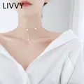 LIVVY-Collier romantique multi-étoiles pour femmes et filles document en argent court et délicat