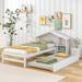 Storage Twin House Bed for Kids with Bedside Table, Trundle
