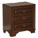 Wooden Night Stand With 3 Drawers In Cherry Brown