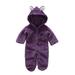 Honeeladyy Kids Baby Toddler Clothes Toddler Baby Boys Girls Color Plush Cute Bear Ears Winter Keep Warm Jumpsuit Romper Purple 3-6Months Clearance under 5$