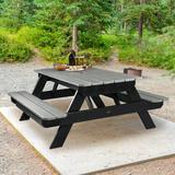 Rosecliff Heights Maura Rectangular 6 - Person 72" Long Outdoor Picnic Table Plastic in Gray/Black | Wayfair 51363A141C704CAD96819AE227B4F536