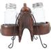 Union Rustic Country Western Cowboy Horse Saddle w/ 2 Saddlebags & Silver Conchos Salt & Pepper Shakers Holder Figurine Set In Tooled Fi | Wayfair