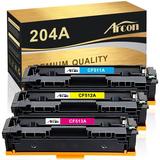 Arcon 3-Pack Compatible Toner for HP 204A CF511A CF512A CF513A works with HP Color LaserJet Pro M154a M154nw HP Color LaserJet Pro MFP M180n M180nw M181fw (Cyan Magenta Yellow)