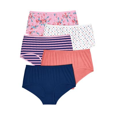 Plus Size Women's Full Coverage Stretch Cotton Brief 5-Pack by Comfort Choice in Bouquet Pack (Size 15) Underwear
