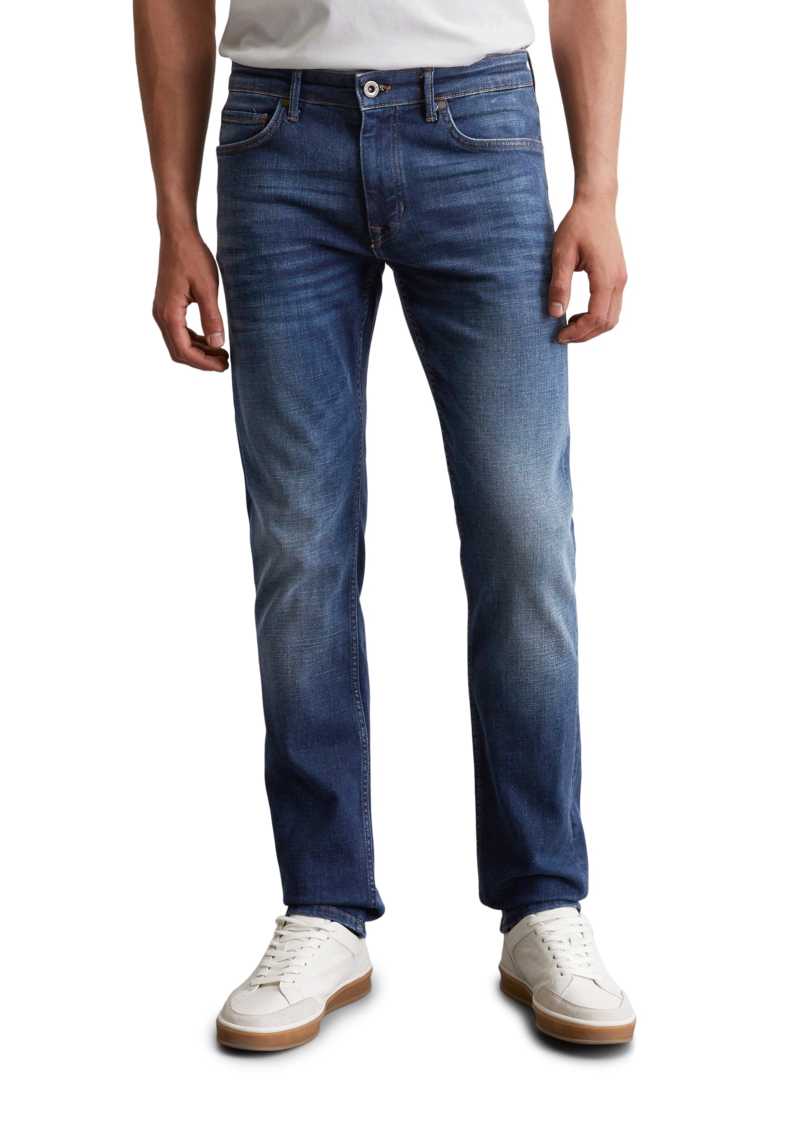 Stretch-Jeans MARC O'POLO "SJÖBO", Herren, Gr. 32, Länge 34, blau (authentic dunkelblau), Denim/Jeans, Obermaterial: 98% Baumwolle, 1% Elasthan, 1% sonstige Fasern, Jeans