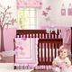 Brandream Pink Butterfly Floral Crib Bedding Sets for Girls | 4 Piece Nursery Set | Crib Comforter, Fitted Crib Sheet, Crib Skirt, Diaper Stacker Included